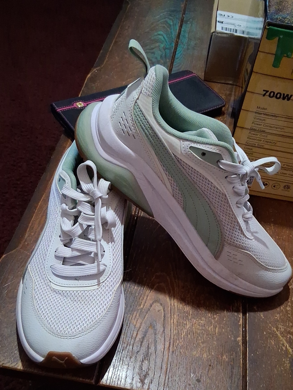 Puma White and Mint Women's Athletic Sneakers